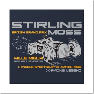 Stirling Moss F1 British Grand Prix Motorsports Racing Legend Posters and Art